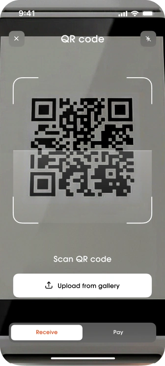 Scan the code at the terminal